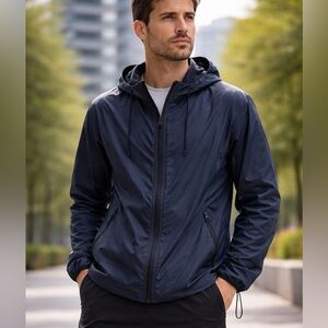 Helly Hansen Navy Lightweight Windbreaker Jacket Hooded XL